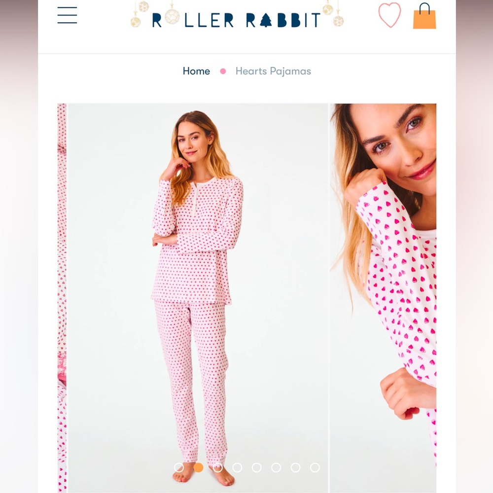 Roller rabbit pink heart pajamas women’s